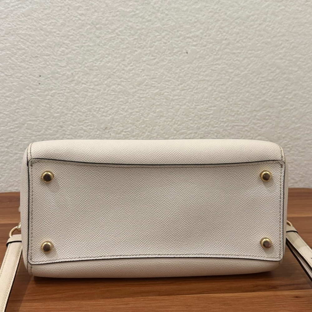 COACH 79946 Rowan Crossgrain Leather Satchel Shoulder Crossbody Bag Chalk / Gold - Picture 4 of 16